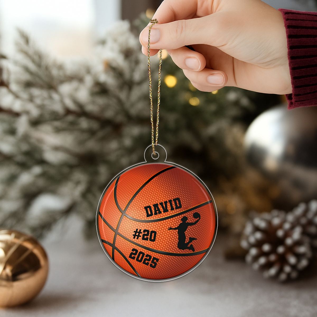 Custom Name And Number Basketball Player Team Acrylic Ornament Christmas Gift