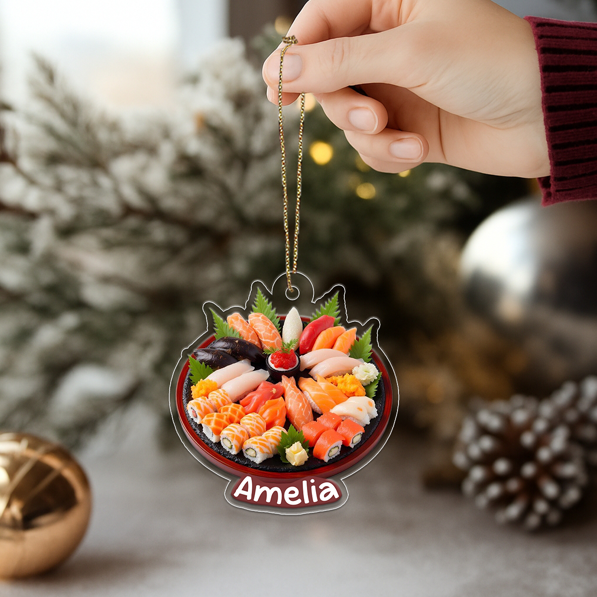 Sushi Set Christmas Japanese Food Acrylic Ornament Christmas Gift