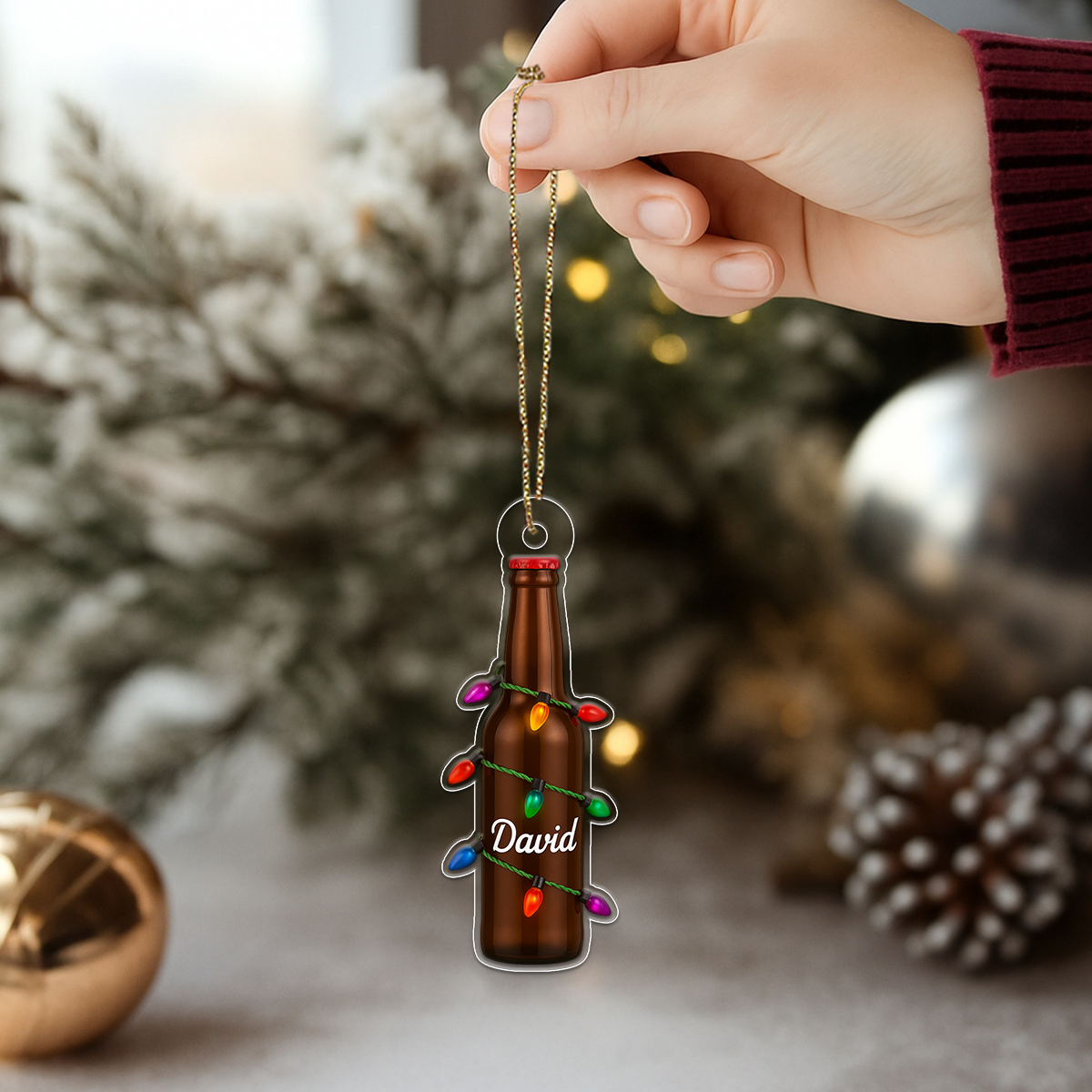 Custom Name Beer Christmas Acrylic Ornament Christmas Gift