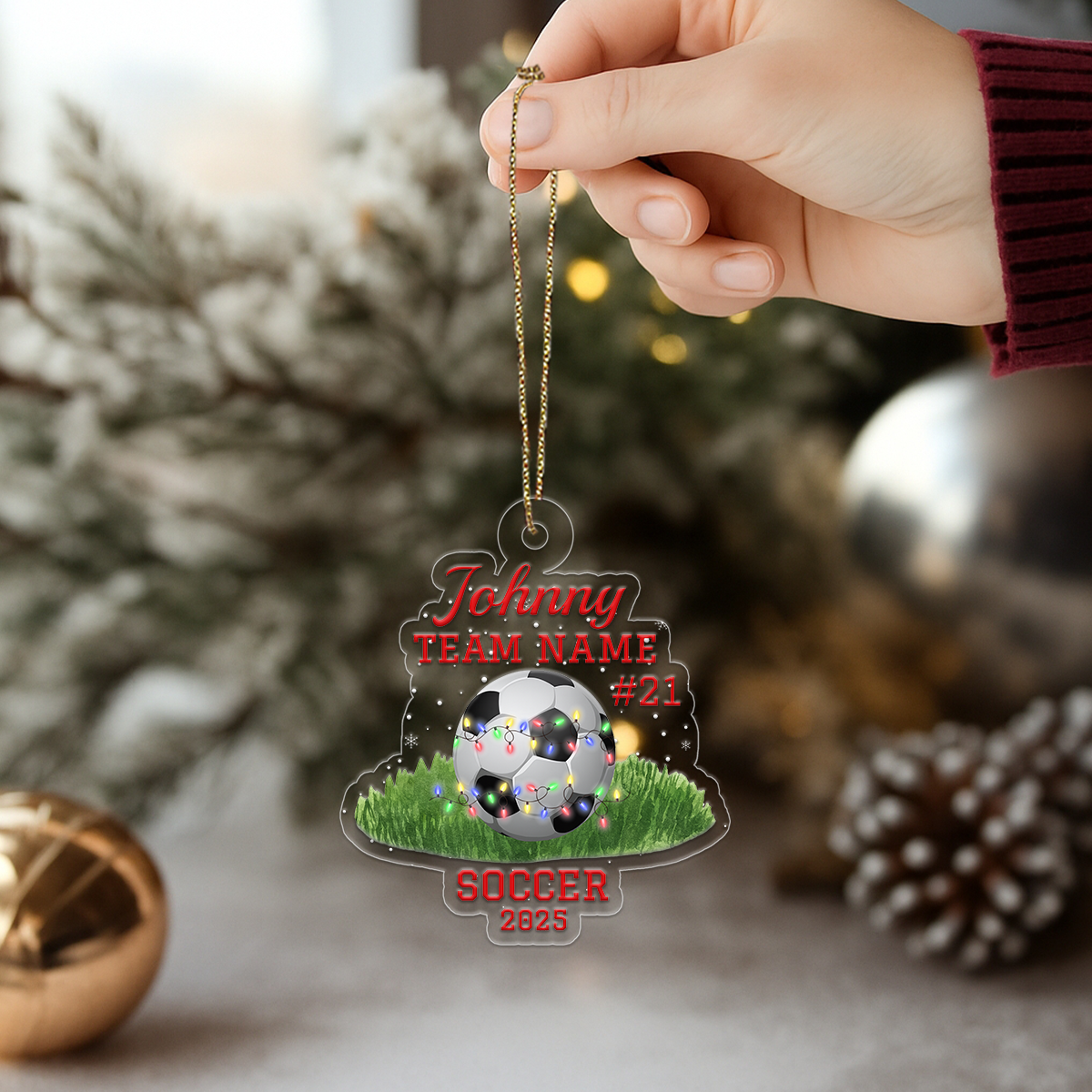Personalized Soccer Player Chritsmas Acrylic Ornament Christmas Gift