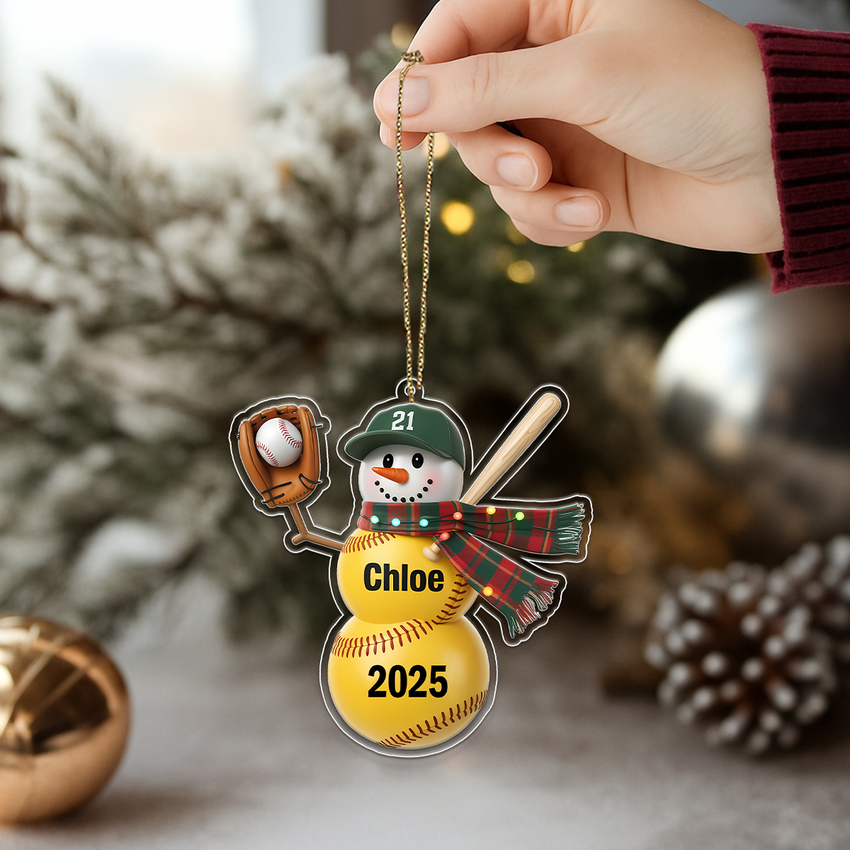 Personalized Softball Acrylic Ornament Christmas Gift