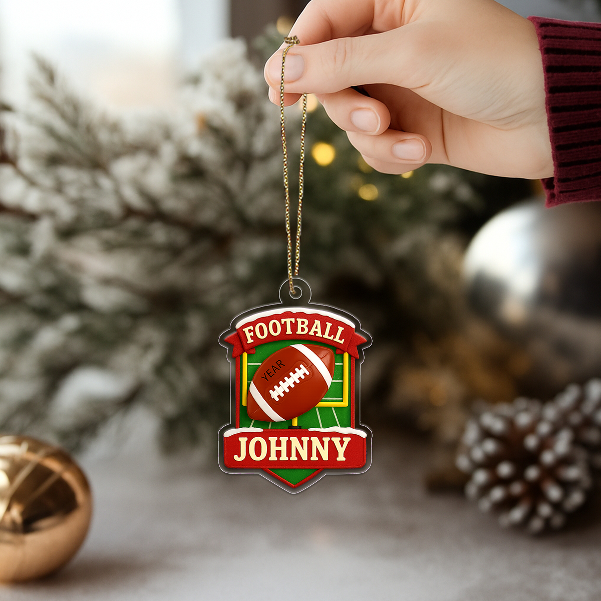 Custom Name Football 2025 Acrylic Ornament Christmas Gift