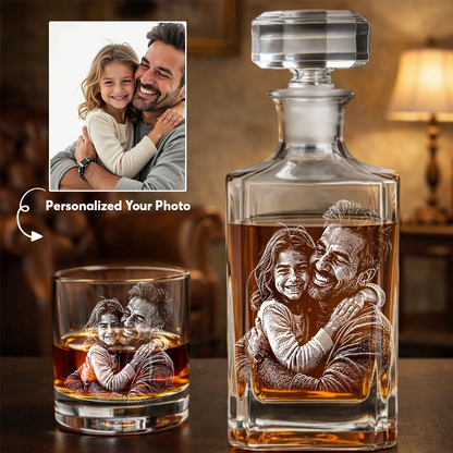 Custom Photo Dad Whiskey Decanter Set, Personalized Father's Day Gift THUC99