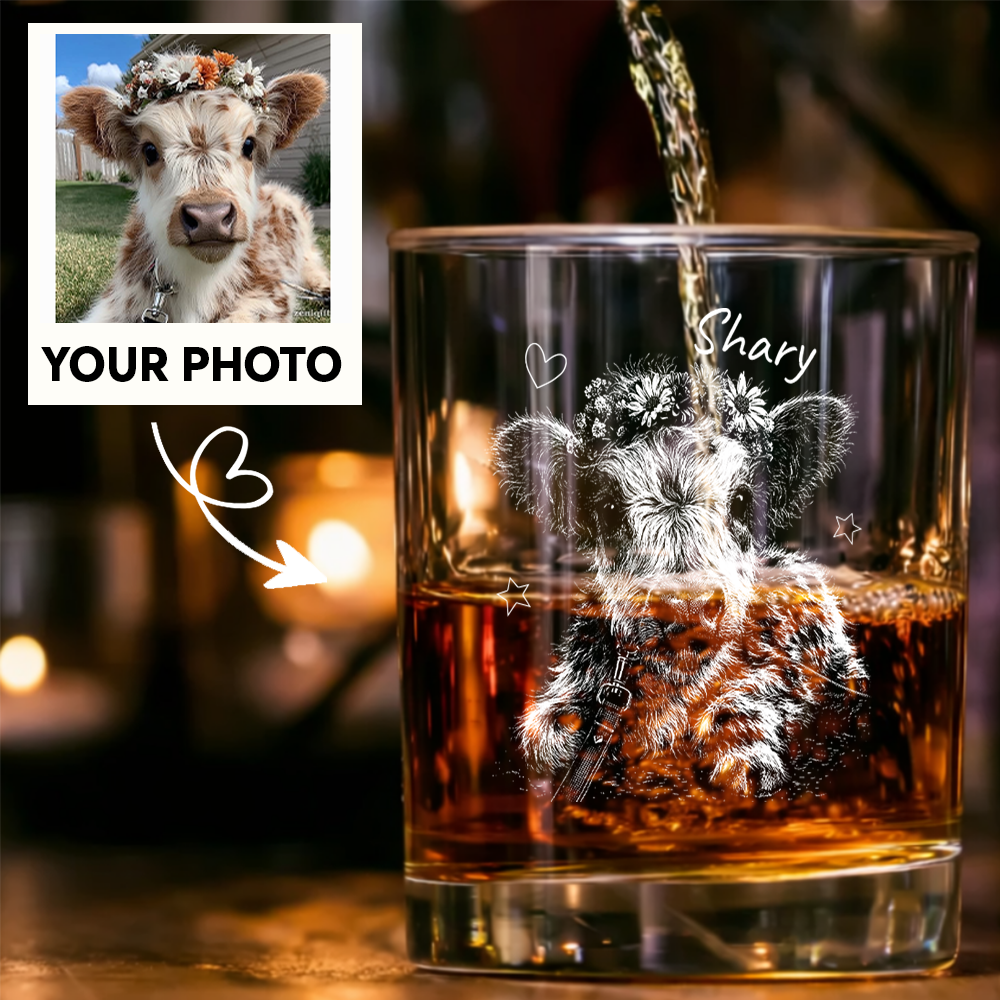 Custom Photo Highland Cow Stemless Wine Glass, Personalized Cow Lover Gift for Her THUC99