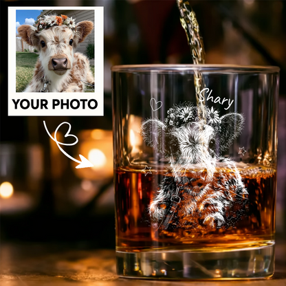 Custom Photo Highland Cow Stemless Wine Glass, Personalized Cow Lover Gift for Her THUC99