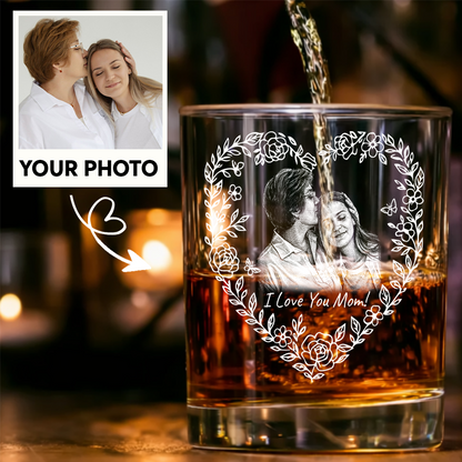 Custom Photo Mother's Day Heart Shape Wine Glass, Personalized Mom Gift THUC99