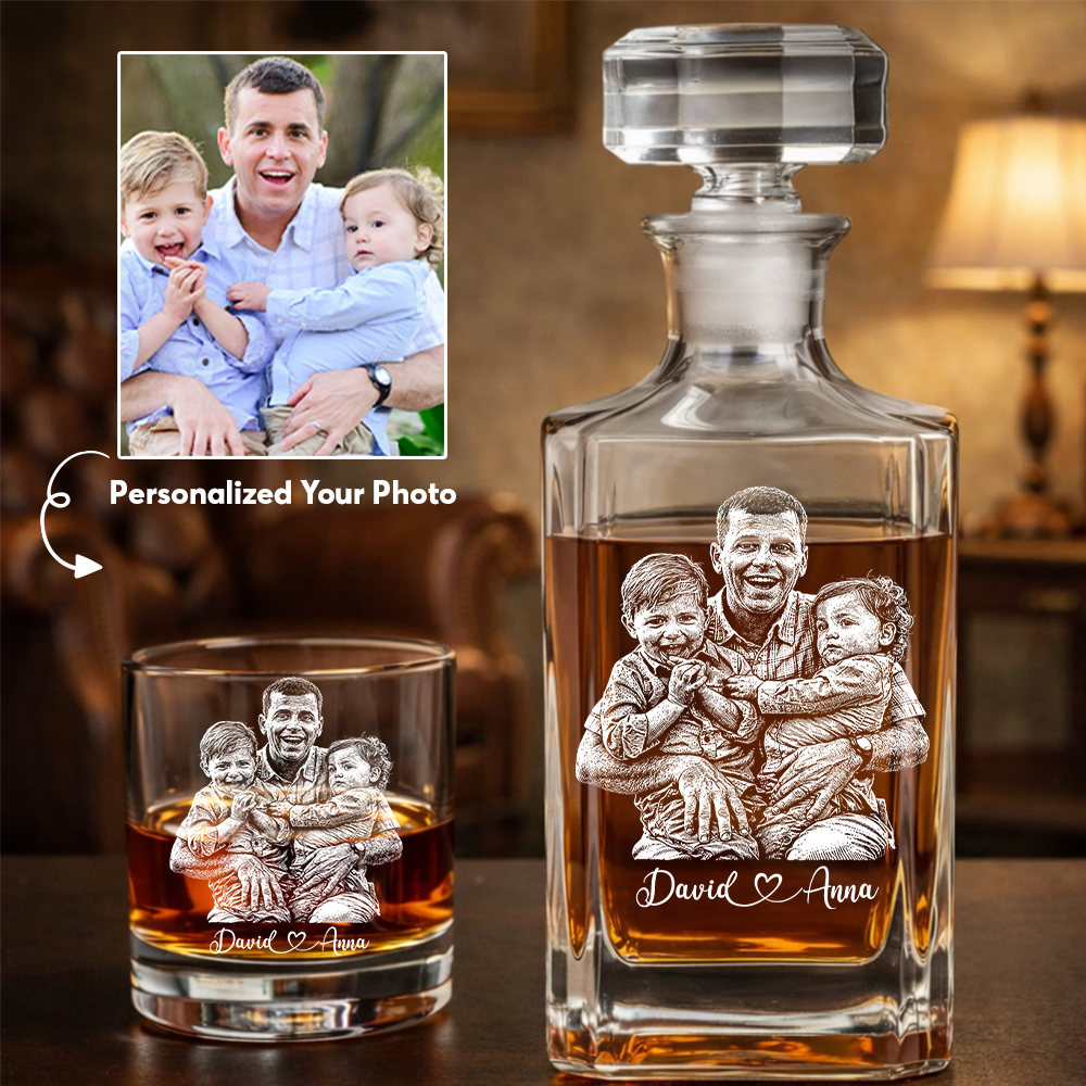Custom Photo Dad Whiskey Decanter with Photo, Personalized Father's Day Gift THUC99