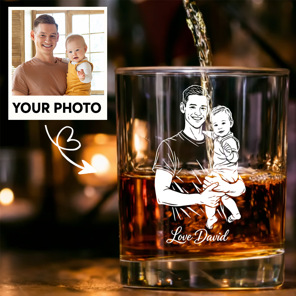 Custom Photo Daddy Wine Glass, Personalized Father's Day Gift for Dad from Kids THUC99