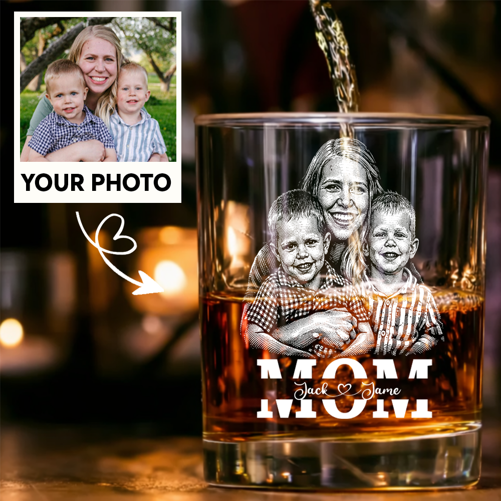 Custom Photo Mother's Day Heart Shape Wine Glass, Personalized Mom Gift THUC99