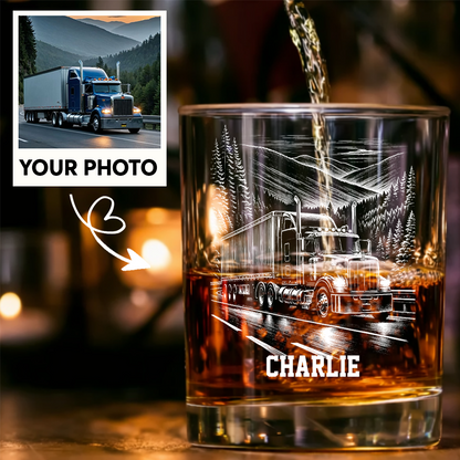 Custom Photo Trucker Driver Wine Glass, Personalized Truck Driver Gift For Father's day THUC99