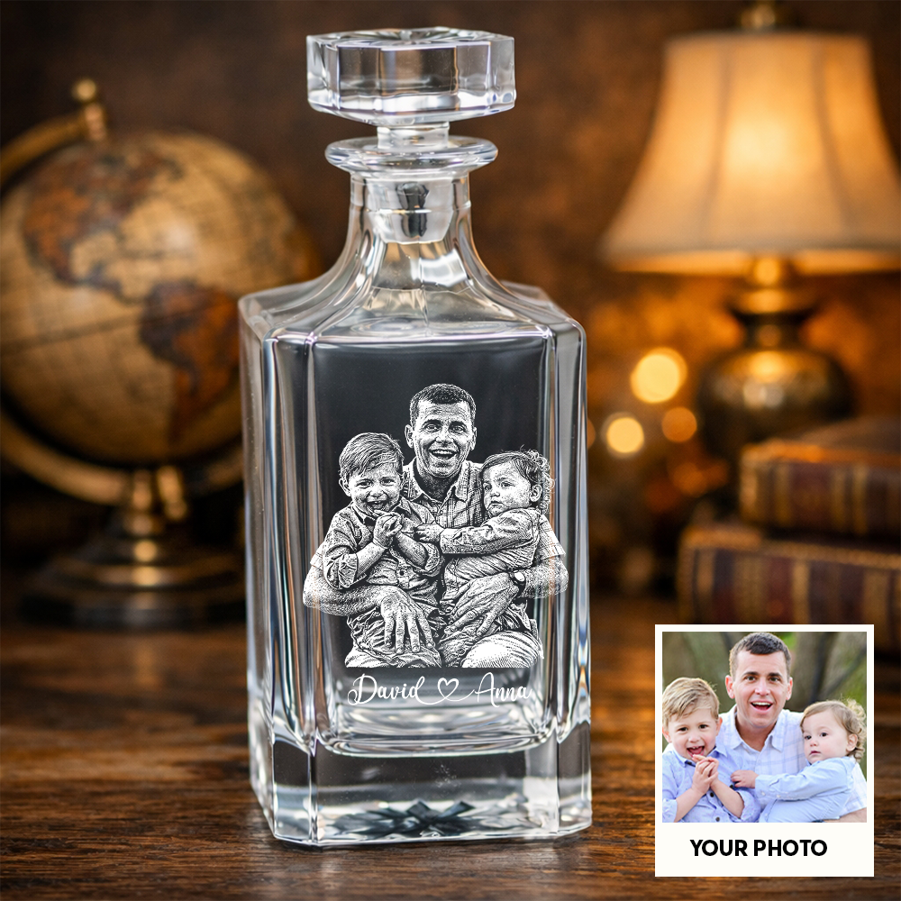Custom Photo Father's Day Whiskey Decanter, Personalized Dad Gift THUC99