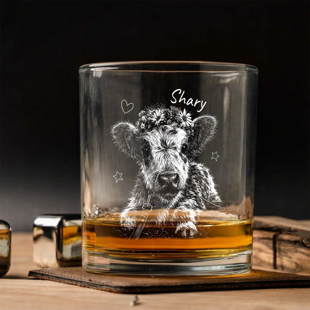 Custom Photo Highland Cow Stemless Wine Glass, Personalized Cow Lover Gift for Her THUC99