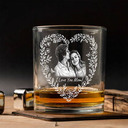 Custom Photo Mother's Day Heart Shape Wine Glass, Personalized Mom Gift THUC99