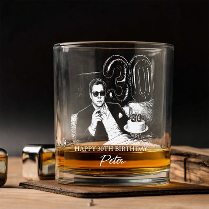 Custom Photo 30th Birthday Stemless Wine Glass, Personalized Birthday Gift THUC99