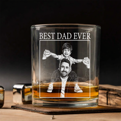 Custom Photo Best Dad Ever Wine Glass, Father's Day Gift for Dad from Kids THUC99