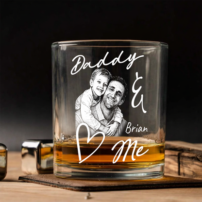 Custom Photo Daddy Love Me Stemless Wine Glass, Personalized Gift for Dad from Kids THUC99