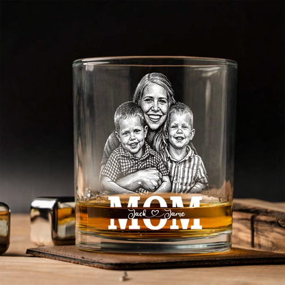 Custom Photo Mother's Day Heart Shape Wine Glass, Personalized Mom Gift THUC99