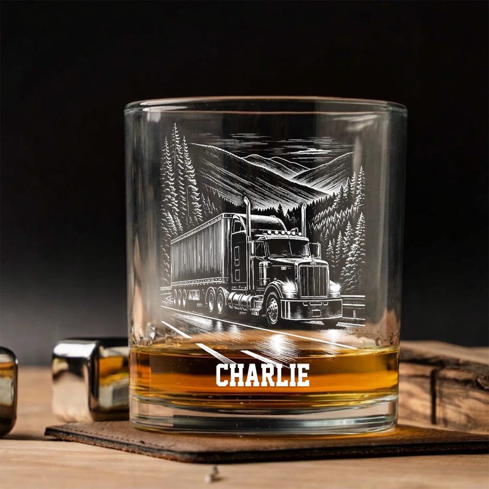 Custom Photo Trucker Driver Wine Glass, Personalized Truck Driver Gift For Father's day THUC99