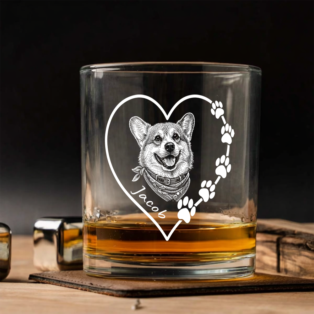 Custom Photo Dog Heart Shape Wine Glass, Personalized Dog Lover Gift for Pet Mom THUC99