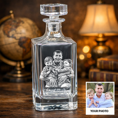 Custom Photo Dad Whiskey Decanter with Photo, Personalized Father's Day Gift THUC99