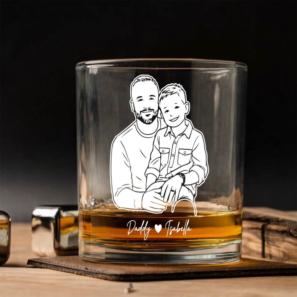 Custom Photo Dad Artwork Stemless Wine Glass, Personalized Gift for Father's Day THUC99