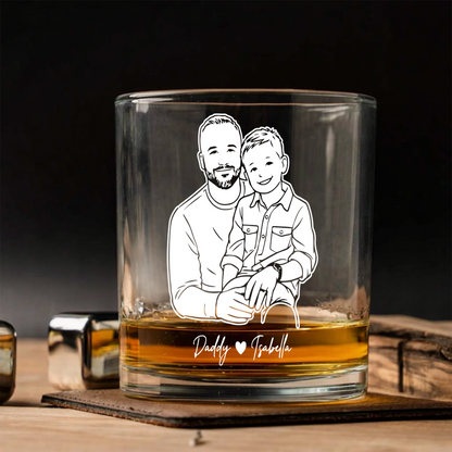Custom Photo Dad Artwork Stemless Wine Glass, Personalized Gift for Father's Day THUC99