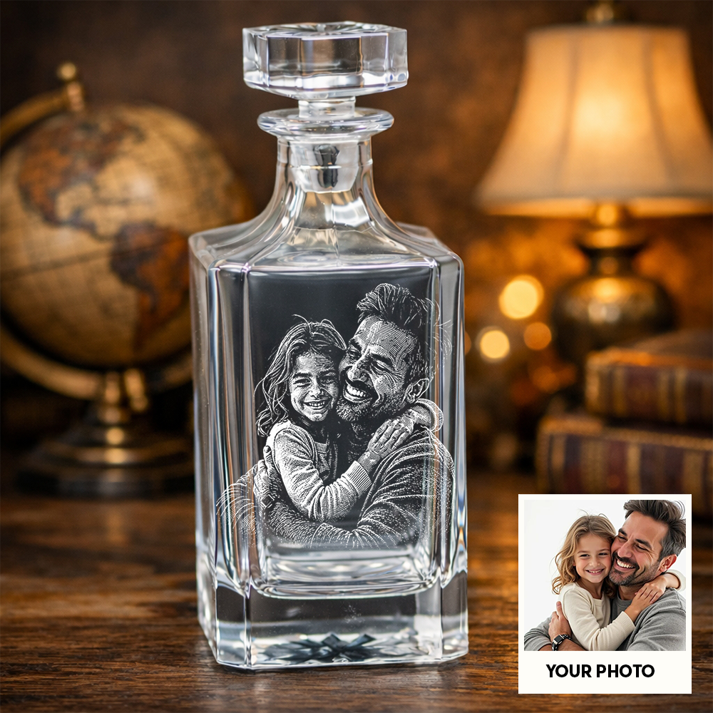 Custom Photo Dad Whiskey Decanter Set, Personalized Father's Day Gift THUC99