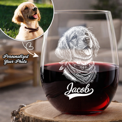 Custom Photo Dog with Name Wine Glass, Personalized Dog Lover Gift THUC99