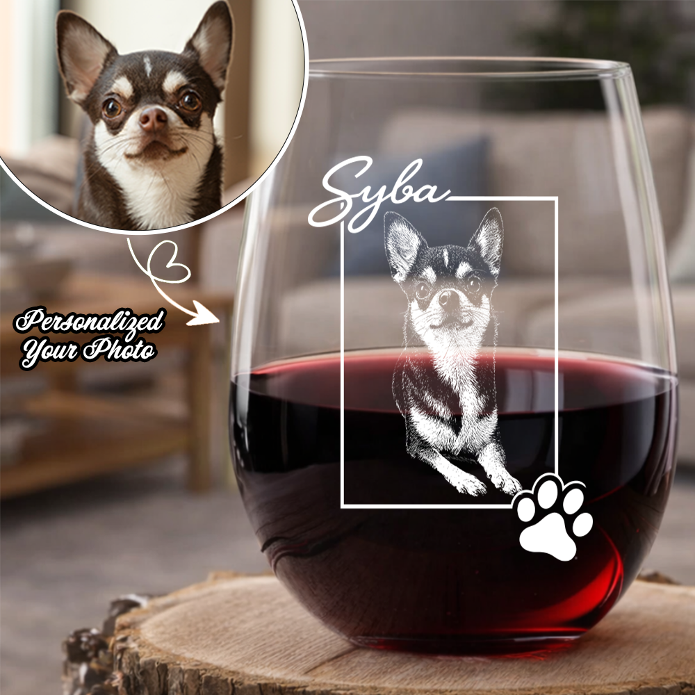 Custom Photo Dog Paw Wine Glass, Personalized Dog Lover Gift for Dog Mom and Dog Dad THUC99