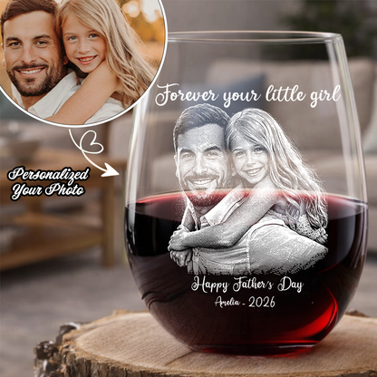 Custom Photo Happy Father's Day Wine Glass, Personalized Dad Gift THUC99