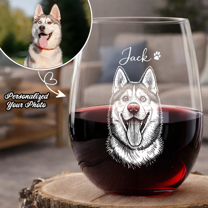 Custom Photo and Name Dog Wine Glass, Personalized Dog Lover Gift THUC99
