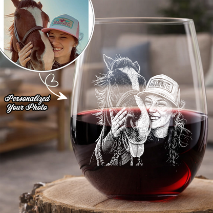 Custom Photo Your Horse Wine Glass For Farmer, Personalized Horse Lover Gift THUC99