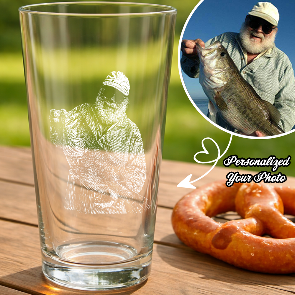 Custom Photo Fishing Memorial Stemless Wine Glass, Personalized In Loving Memory Gift THUC99
