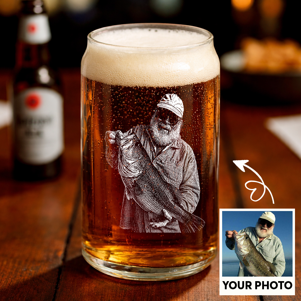 Custom Photo Fishing Memorial Stemless Wine Glass, Personalized In Loving Memory Gift THUC99
