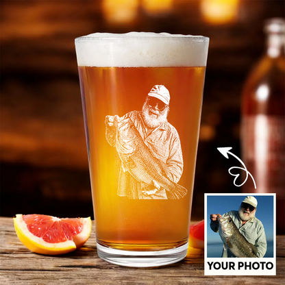 Custom Photo Fishing Memorial Stemless Wine Glass, Personalized In Loving Memory Gift THUC99