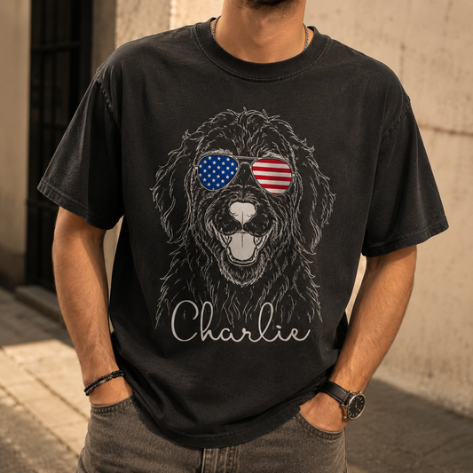 Custom Photo America Dog Unisex Wash T-Shirt, Personalized Pet Lover Gift | Gift For Dog Lovers