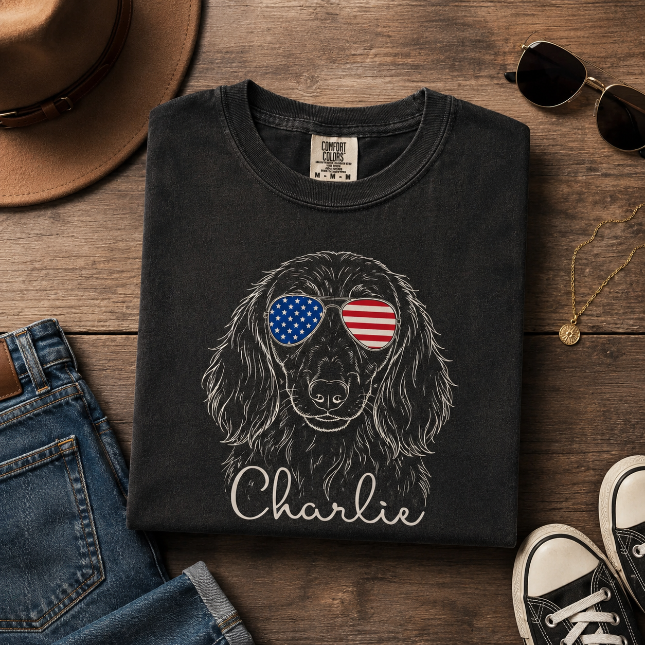 Custom Photo America Dog Unisex Wash T-Shirt, Personalized Pet Lover Gift | Gift For Dog Lovers