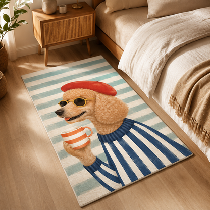 Custom Photo Stripe Dog Area Rug | Gift For Dog Lovers