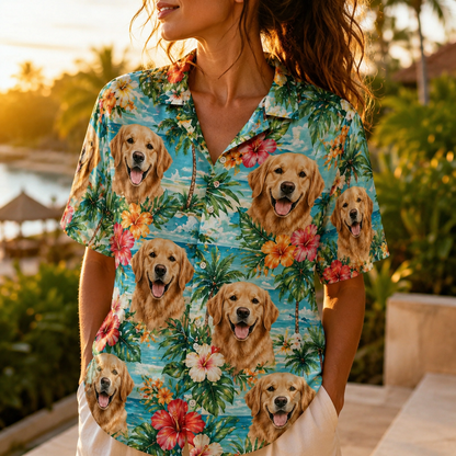 Custom Photo Dog Hawaiian Shirt, Personalized Hawaiian Shirt, Dog Lover Vacation Gift For Dog