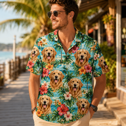 Custom Photo Dog Hawaiian Shirt, Personalized Hawaiian Shirt, Dog Lover Vacation Gift For Dog