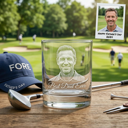 Custom Photo Best Dad Ever Whiskey Glass | Photo Dad Portrait Gift | Father's Day Gifs | Gift For Father
