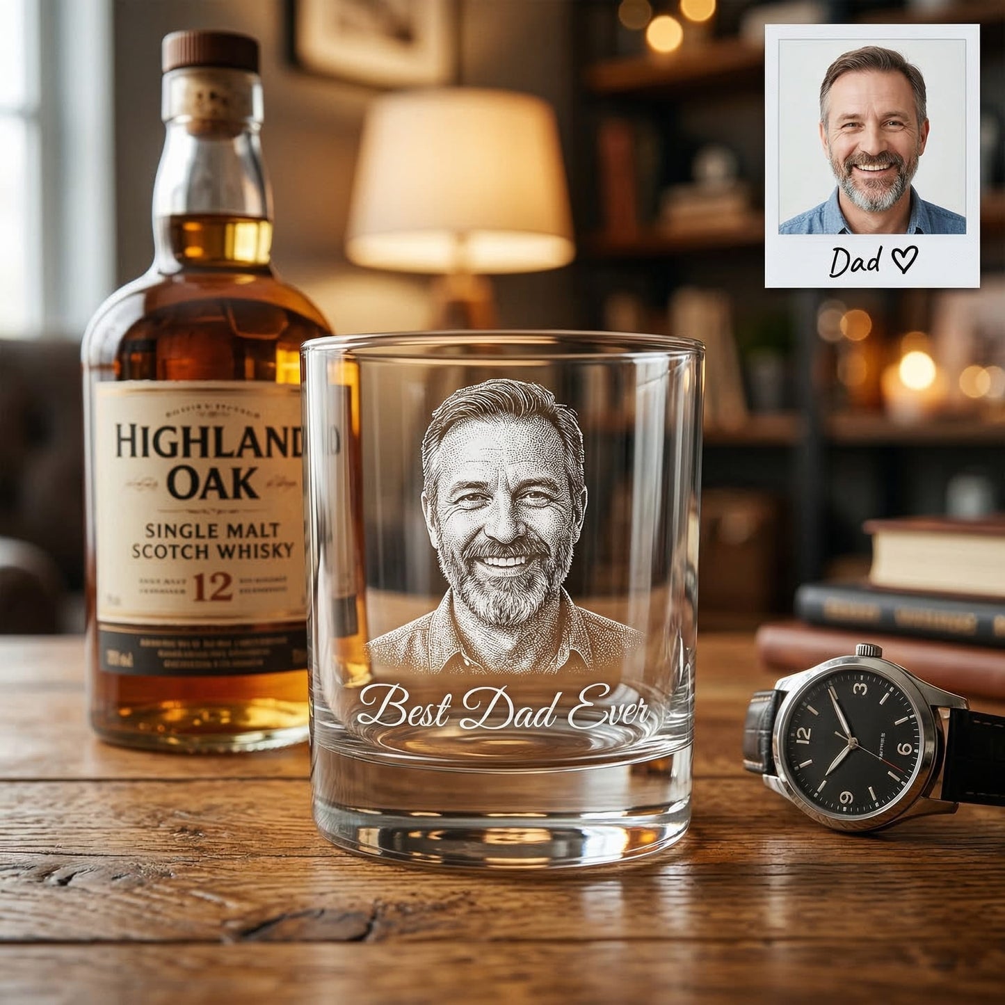 Custom Photo  Whiskey Glass | Photo Dad Portrait Gift | Father's Day Gifs | Gift For Father