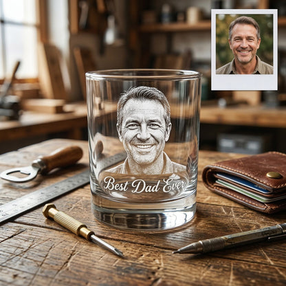 Custom Photo  Whiskey Glass | Photo Dad Portrait Gift | Father's Day Gifs | Gift For Father
