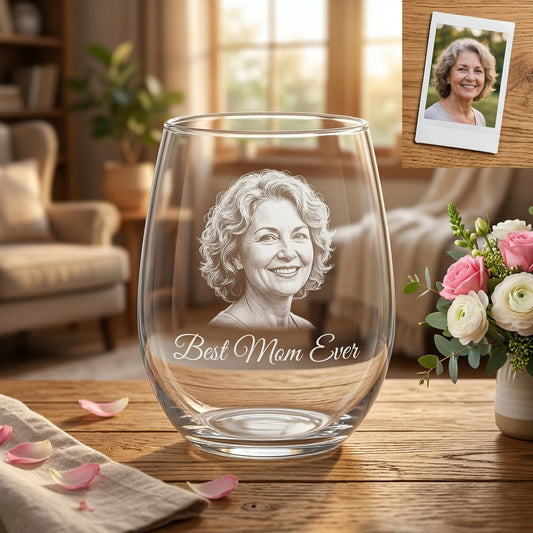 Custom Photo Best Mom Ever Wine Glass | Mom Wine Glass | Gift For Mom | Mother's Day Gifts