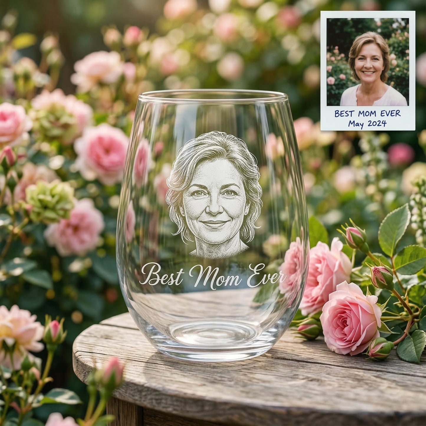 Custom Photo Best Mom Ever Wine Glass | Mom Wine Glass | Gift For Mom | Mother's Day Gifts