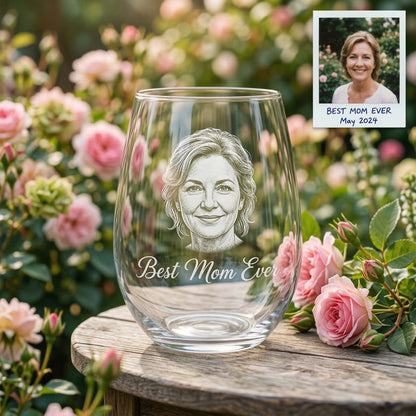 Custom Photo Best Mom Ever Wine Glass | Mom Wine Glass | Gift For Mom | Mother's Day Gifts