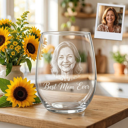 Custom Photo Best Mom Ever Wine Glass | Mom Wine Glass | Gift For Mom | Mother's Day Gifts