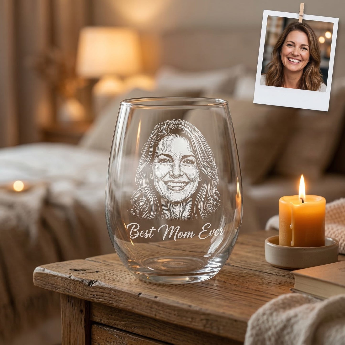 Custom Photo Best Mom Ever Wine Glass | Mom Wine Glass | Gift For Mom | Mother's Day Gifts