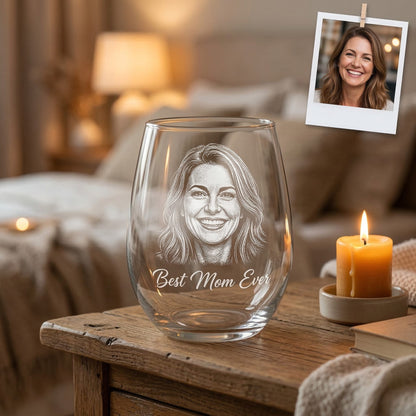 Custom Photo Best Mom Ever Wine Glass | Mom Wine Glass | Gift For Mom | Mother's Day Gifts