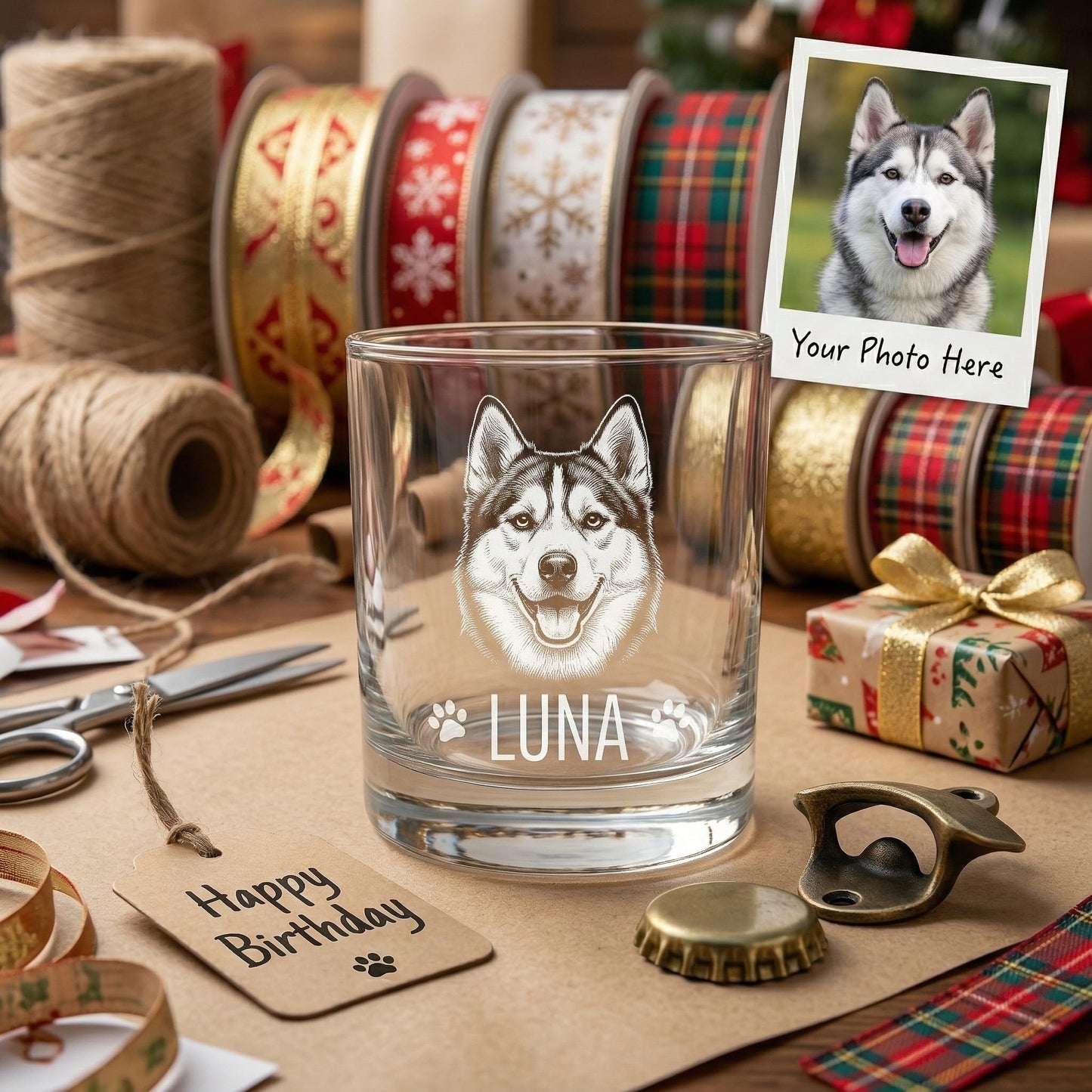 Personalized Dog Portrait Whiskey Glass 11oz – Custom Photo Gifts For Dog Lovers